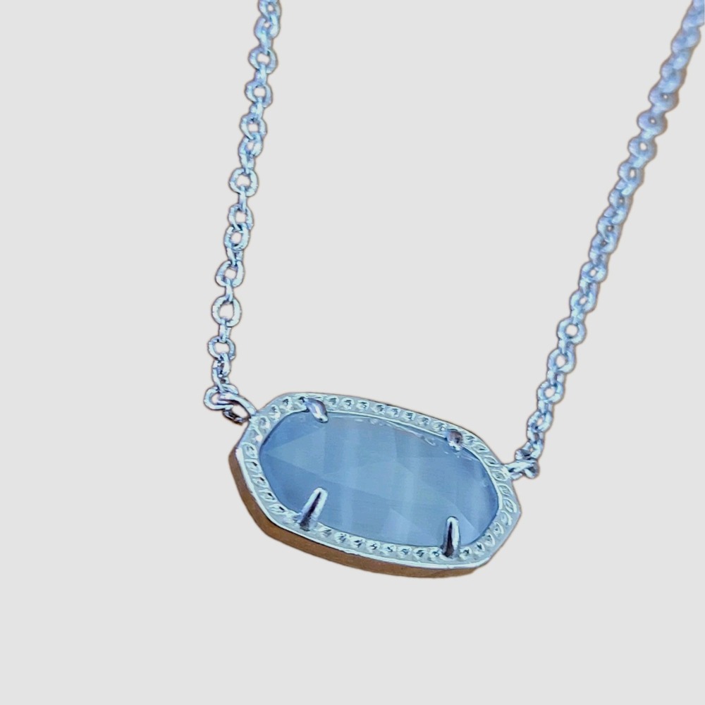 KENDRA SCOTT Elisa Gray Illusion Silver Pendant Necklace 16in